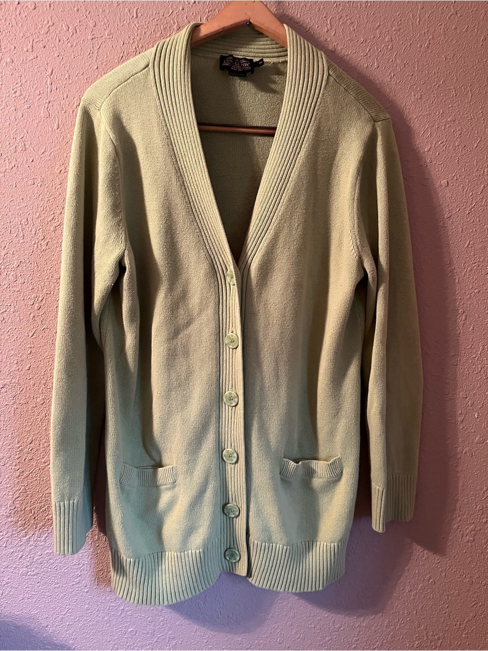 Pendleton Women's Light Green 100% cotton Cardigan Sweater XL